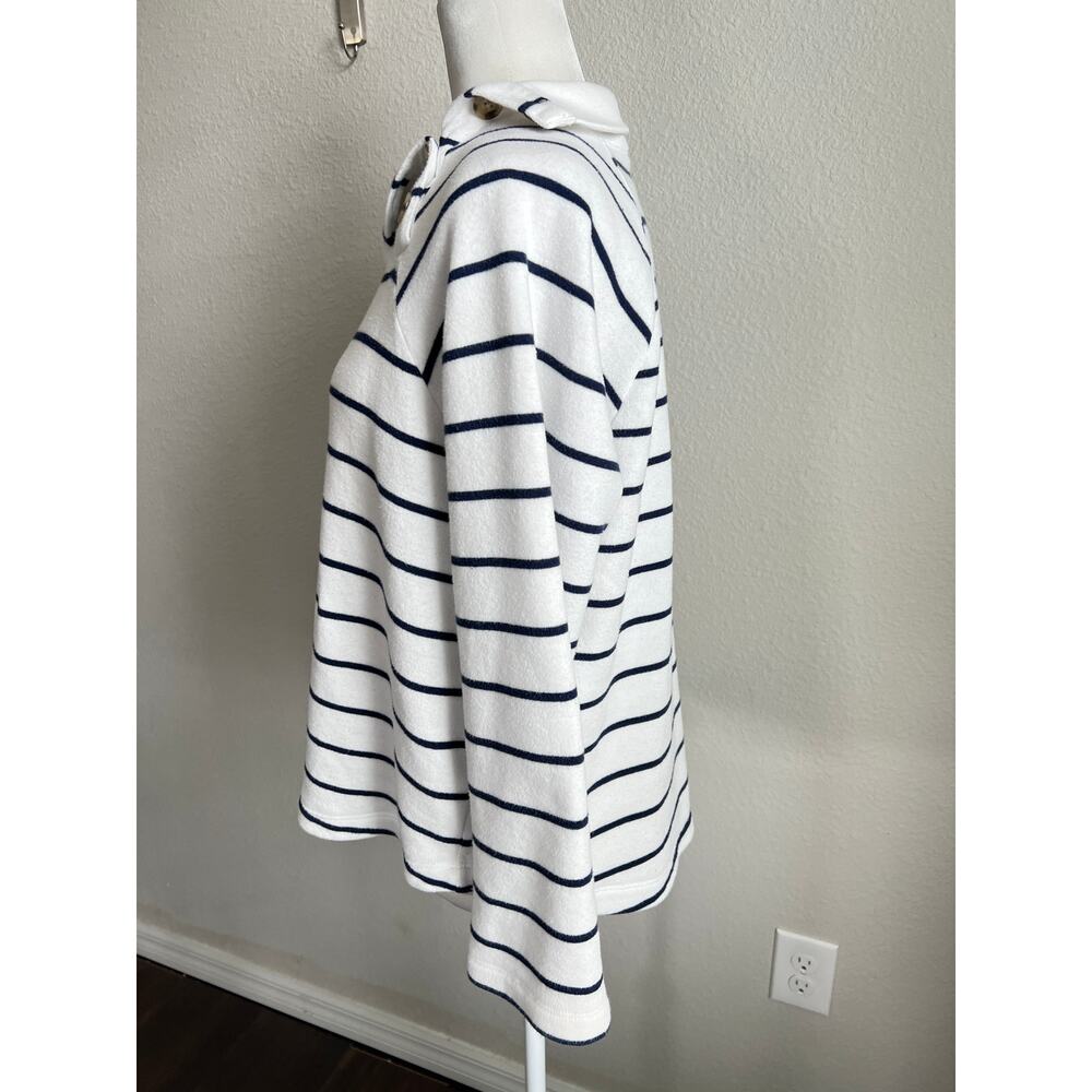 J. Crew Factory White Striped Wide Button Collar Pullover Sweatshirt Women's M - Picture 4 of 7